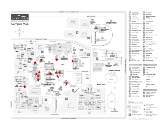 Map of Sonoma State University