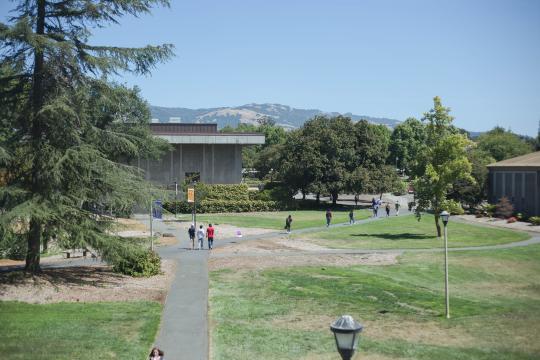 Aerial campus shot with Ives Hall