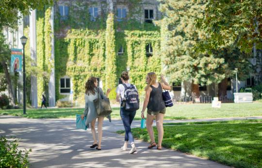 Students walking on campus 